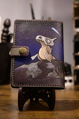 Pokémon Cubone Handmade Leather Wallet Hand Painted Passport Wallet Gift For Him