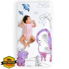 JumpOff Jo Pink Dinosaur Fitted Crib Sheet 28x52 Cotton