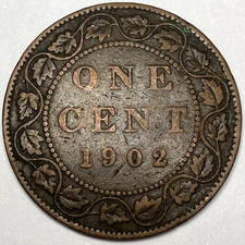 1902 Canadian Large Cent Edward VII Copper Nice Details 