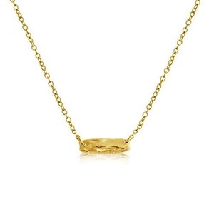 Authentic Azaggi Gold Plated Karma Textured Bar Charm Pendant Necklace Women Jewelry