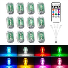 12PCS Wireless RGBW LED Strobe Lights - USB Rechargeable Anti-Collision Lamp Set