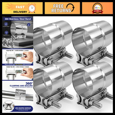 2.5 Exhaust Clamp - Stainless Steel 304 Lap Joint Band For Muffler Pipe 4pcs