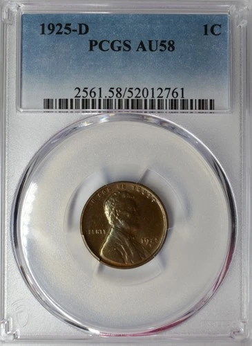 1925-D LINCOLN WHEAT CENT 1C PCGS AU 58