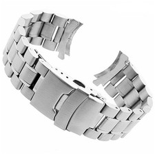 Metal Watch Band Curved End Link Solid Stainless Steel Replacement Strap 20-22mm