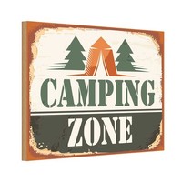 Holzschild 12X18 Cm Camping Zone Outdoor Deko Geschenk Holz Schild
