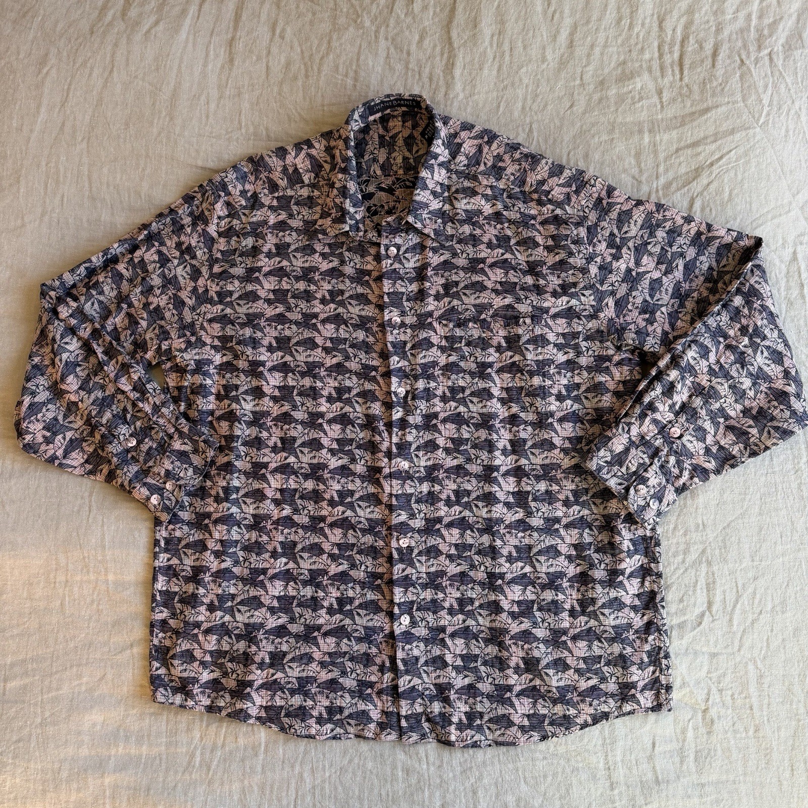 Jhane Barnes Multicolor Geometric Pattern Long Sl… - image 1