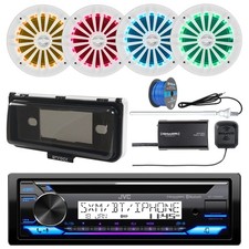JVC Bluetooth CD Radio, Cover, 4x 6.5" LED Speakers w/Wire, XM Tuner, Antenna