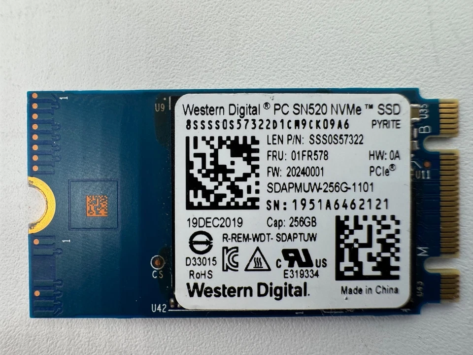 Western Digital WD SN520 256GB M.2 NVMe SSD PCIe 3.0 x4 2242 Notebook Festplatte