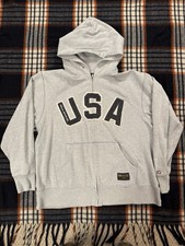 Vintage Ralph Lauren Polo Jeans Company USA Gray Hoodie Full Zip Sweatshirt L