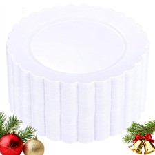 SUT 72-Pack 10.25 Inch White Heavy Duty Plastic Dinner Plates, Disposable Pla...