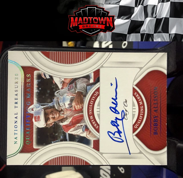 2021 National Treasures #QM-BA Bobby Allison Qualifying Marks Platinum Blue 1/1