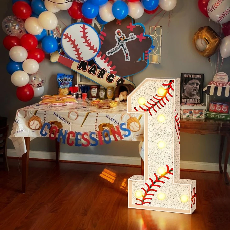 Baseball Birthday Marquee Number 1: Big Party Decor for Boys - Image 4 of 4