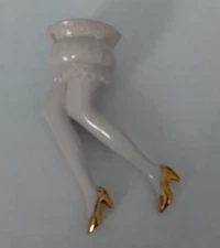 Vintage Porcelain Rare Half Doll Woman's Legs  Pin Cushion Topper Made Germany