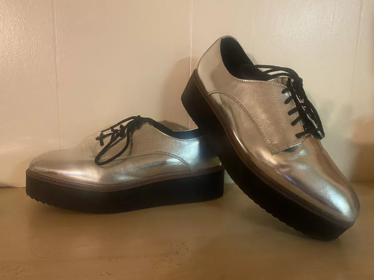 Silver oxford hotsell shoes womens