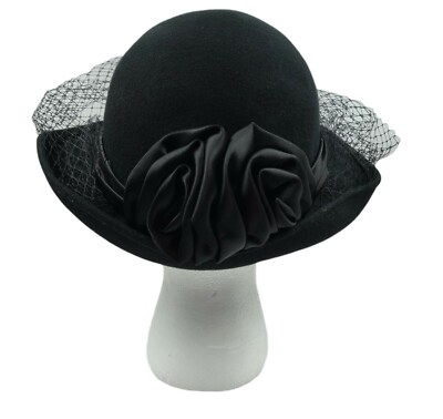 Michael Howard Miss Bierner Vintage Black 100% Wool Floral  display picture 3