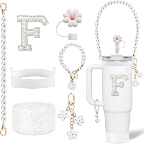 7pcs Tumbler Cup Accessory for Stanley Pearl Handle Strap Initial Sticker Flowe - Picture 50 of 50