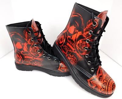 RAAD Electric Red Skull Mandala Boots SZ US10M US11.5W EU44  display picture 1