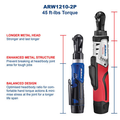 ACDelco ARW1210-4P Akku-Ratsche 12V (10,8V) Bürstenlos - 95 Nm, 1/2 Zoll, Mit LED-Licht & Ladegerät