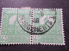 TUNISIE 1939/41 PAIRE timbre 206, MOSQUEE, oblitéré cachet rond (LOT B)