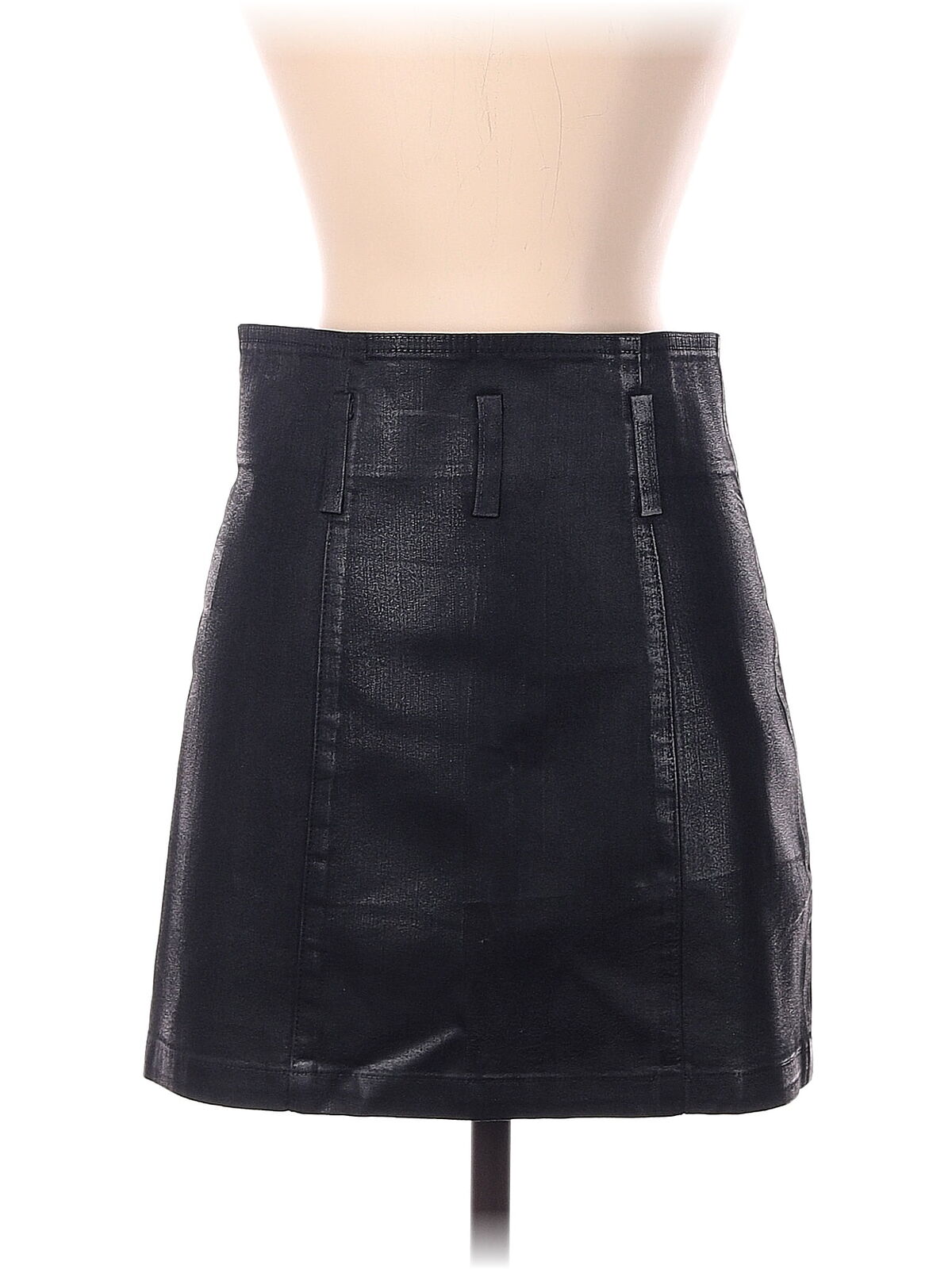 Carmar Women Black Faux Leather Skirt 26W - image 2