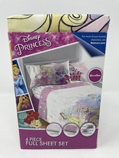 NEW Disney Princess "True Beauty" 4 Piece Microfiber Full Sheet Set