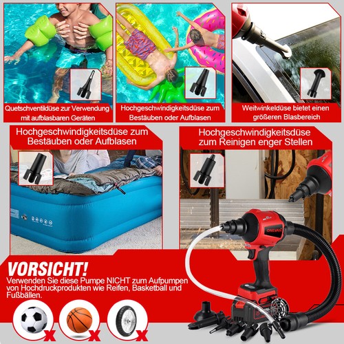 18V Akku Luftpumpe Elektrische Staubbläser Bläser Pool Vakuum Kompressoren 2Akku - Bild 8 von 12