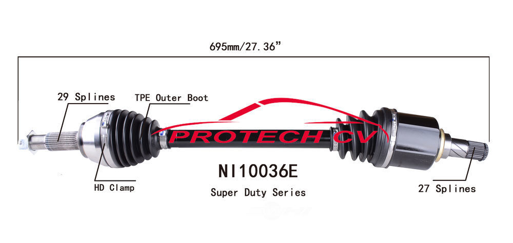 PROTECH Extreme Weather CV Axle Assembly – TPE Boot – Fits 2018-2021 Jeep Wrangler – CH10029E