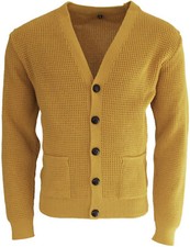 Relco Waffle Cardigan With Football Buttons in 6 Colours Mod Ska Retro Knit Vtg
