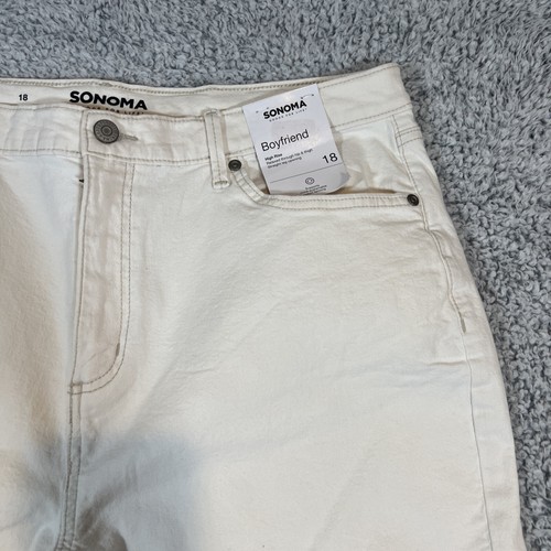 Sonoma Women’s Jeans Boyfriend Size 18 High Rise Ivory Cream Ecru Plus NWT - Picture 6 of 12
