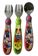 TOMY Minnie Mouse Disney 1st Years Fork and Spoon Set Pink/Blue  Green/Yellow