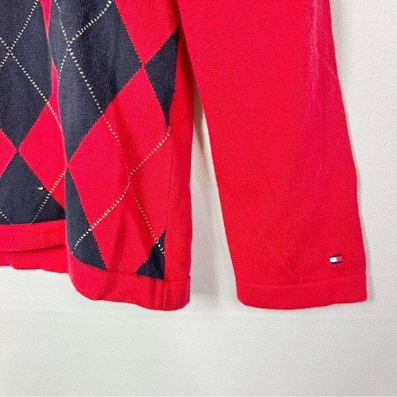 Tommy Hilfiger Red Essential Argyle Knit Long Sleeve Sweater S image 5