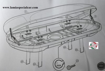 VDP Juxt 600 Baule Da Tetto 600L Nero Con Barre Portapacchi In Alluminio Per VW Touran Kombi 2003-2014