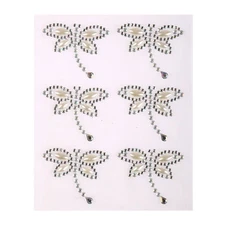 CraftbuddyUS 6pc 40X35mm AB Clear Dragonfly Pearl Rhinestone Self Adhesive Gems