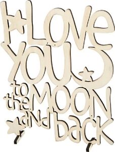 New Cream Wood Word Art Sign I Love You To The Moon And Back