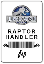 NAME BADGE HALLOWEEN COSTUME PROP RAPTOR HANDLER JURASSIC WORLD SAFETY PIN BACK