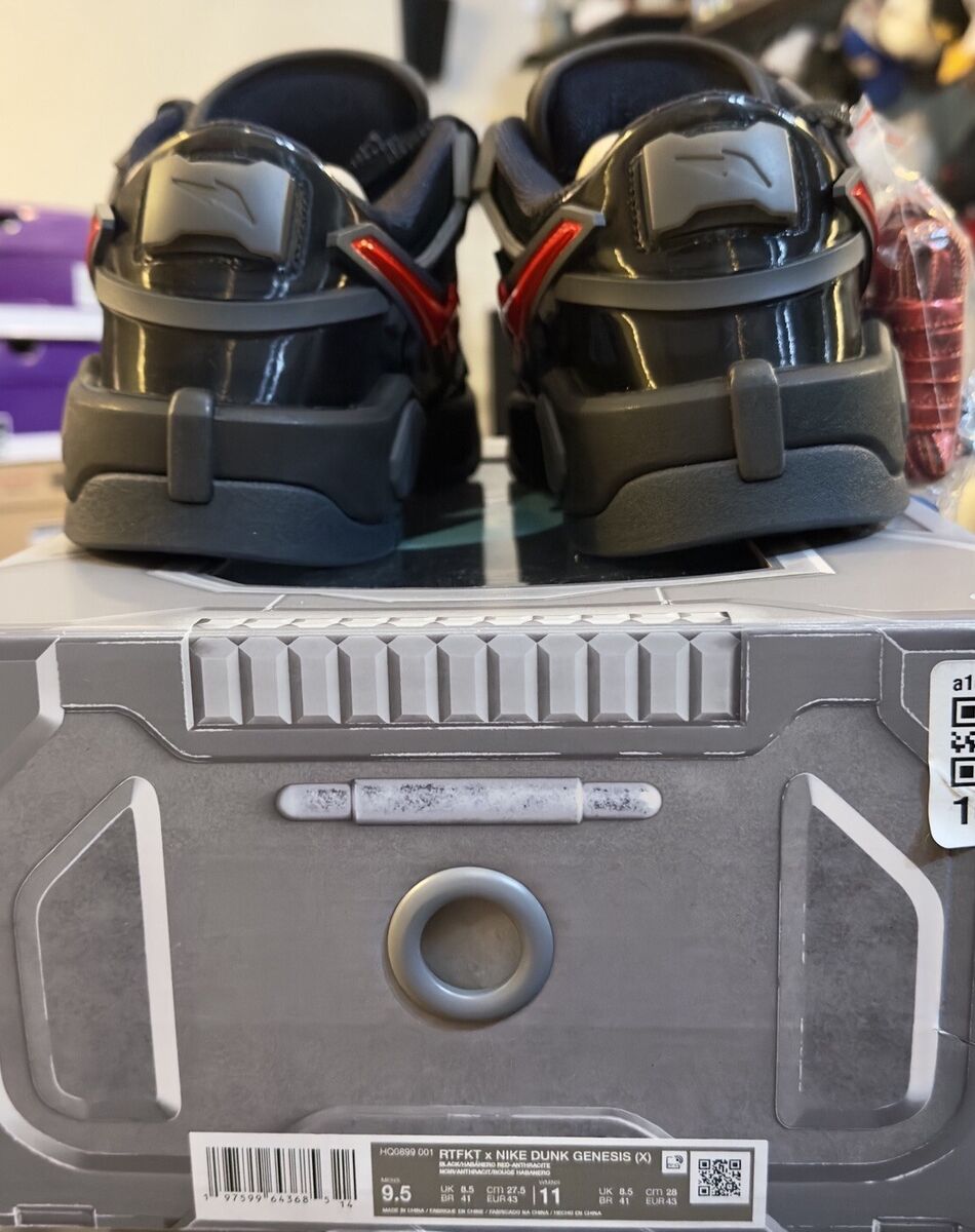 Size 9.5 - RTFKT x Nike Dunk Genesis Clone X Black Red Brand Size 9.5 - RTFKT x Nike Dunk Genesis Clone X Black Red Brand