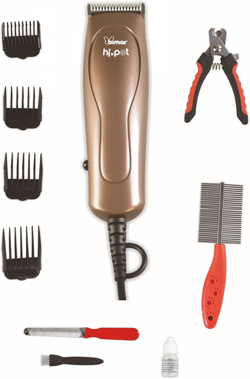 HI.PET PTE1 Tosatrice per cani con Cavo Elettrico e Accessori, kit toelettatura