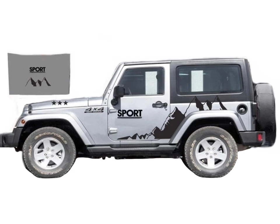 Graphic Mountain Car Hood Side Sticker For Jeep Wrangler 3 Door Off Road Decals — 第 4/4 张图片