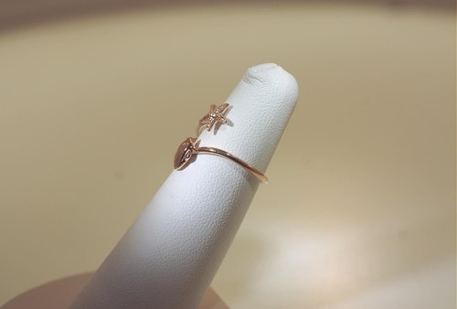7.5MM ROSE GOLD PLATED 925 SILVER 2-IN-1 SCALLOP SHELL STARFISH ADJUSTABLE RING - Picture 5 of 6