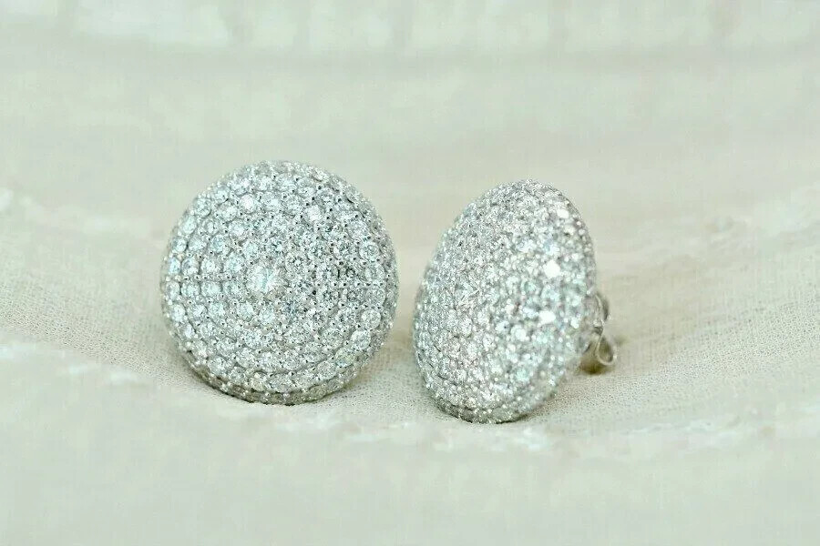 14k White Gold Plated Cluster Stud Earrings with 2.00Ct Lab Diamond Round Cut-image