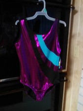 JUNIORS GIRLS DANSKIN NOW PURPLE BLACK TEAL KEYHOLE BACK LEOTARDS DANCEWEAR XL