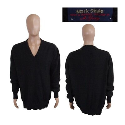 Mark Shale Scotland Lambswool Dark Gray V Neck Sweater 122cm 48 Extra Long XLT
