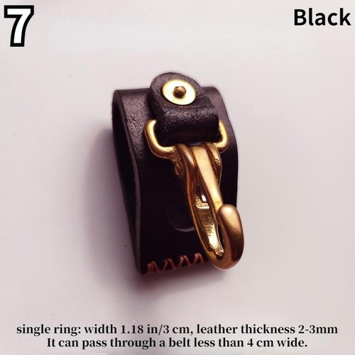 Leather Key Holder Men Belt Key Chain Clip Brass Snap Hook Belt Car Key Ring New - Picture 19 of 22