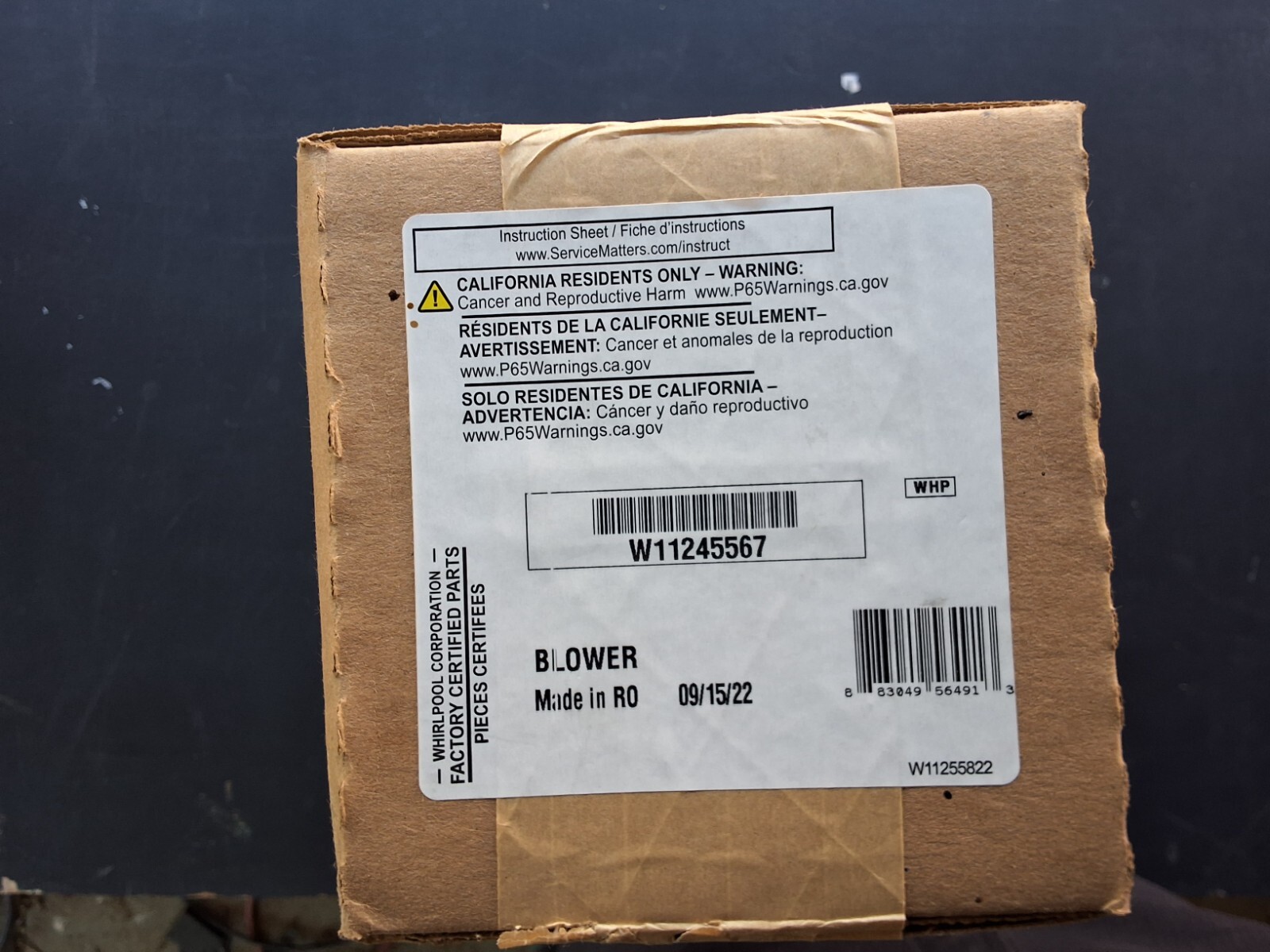 Whirlpool W11245567 Oven Blower Motor Replacement Part-image