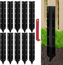 10 Pack Fence Post Repair Stakes –14 Ga Heavy-Duty Steel Fence Post Support Kit,