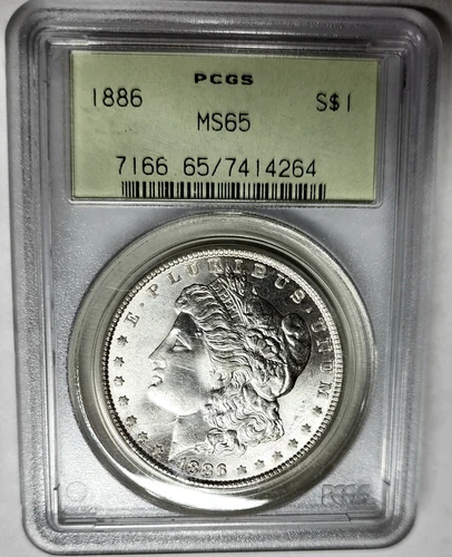 CHOICE 1886 MORGAN SILVER DOLLAR  MS-65 PCGS OGH GEM BRILLIANT UNCIRCULATED !!!