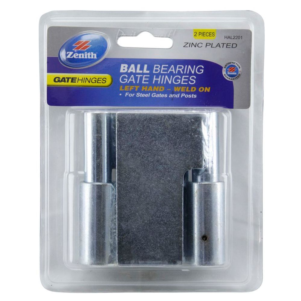 Zenith Zinc Plated Ball Bearing LEFT HAND Weld On Gate Hinges 2 Pieces