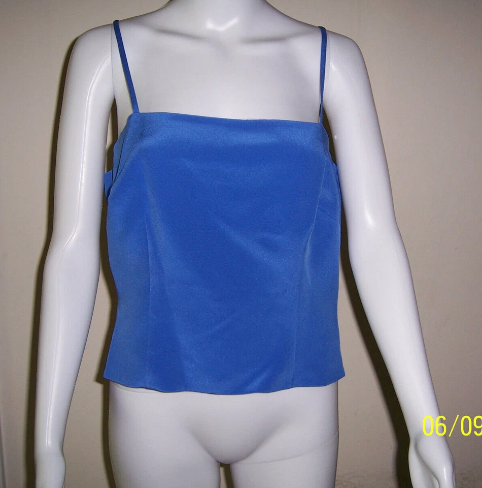 Victoria Secret Hugo Buscati Traje de Seda Azul Talla 10 Nuevo sin Etiquetas 3 Piezas Chaqueta Falda Traje Foto 4 de 4