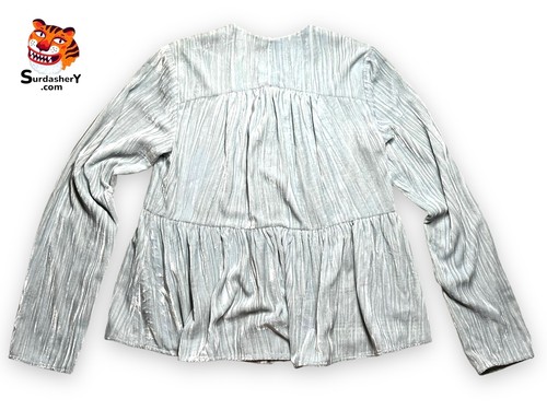 VINCE Ruched Long Sleeve Textured Velvet Blouse Women’s Size XXS - Picture 9 of 10