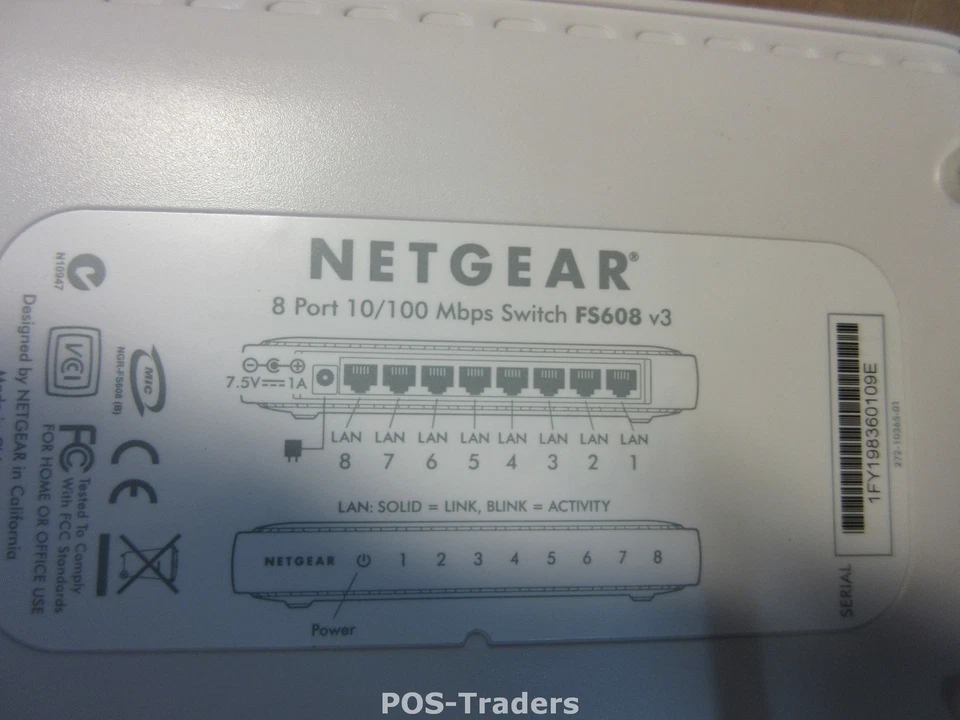 EXCL PSU NETGEAR FS605 v3 5 Port 10/100Mbps Fast Ethernet Network Switch 10/100 - Bild 2 von 2